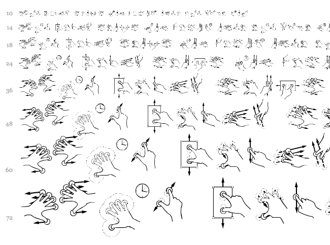 Gesture Glyphs font waterfall